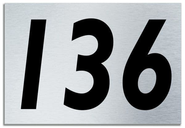 Number 136 Contemporary House Plaque Brusher Aluminium modern door sign